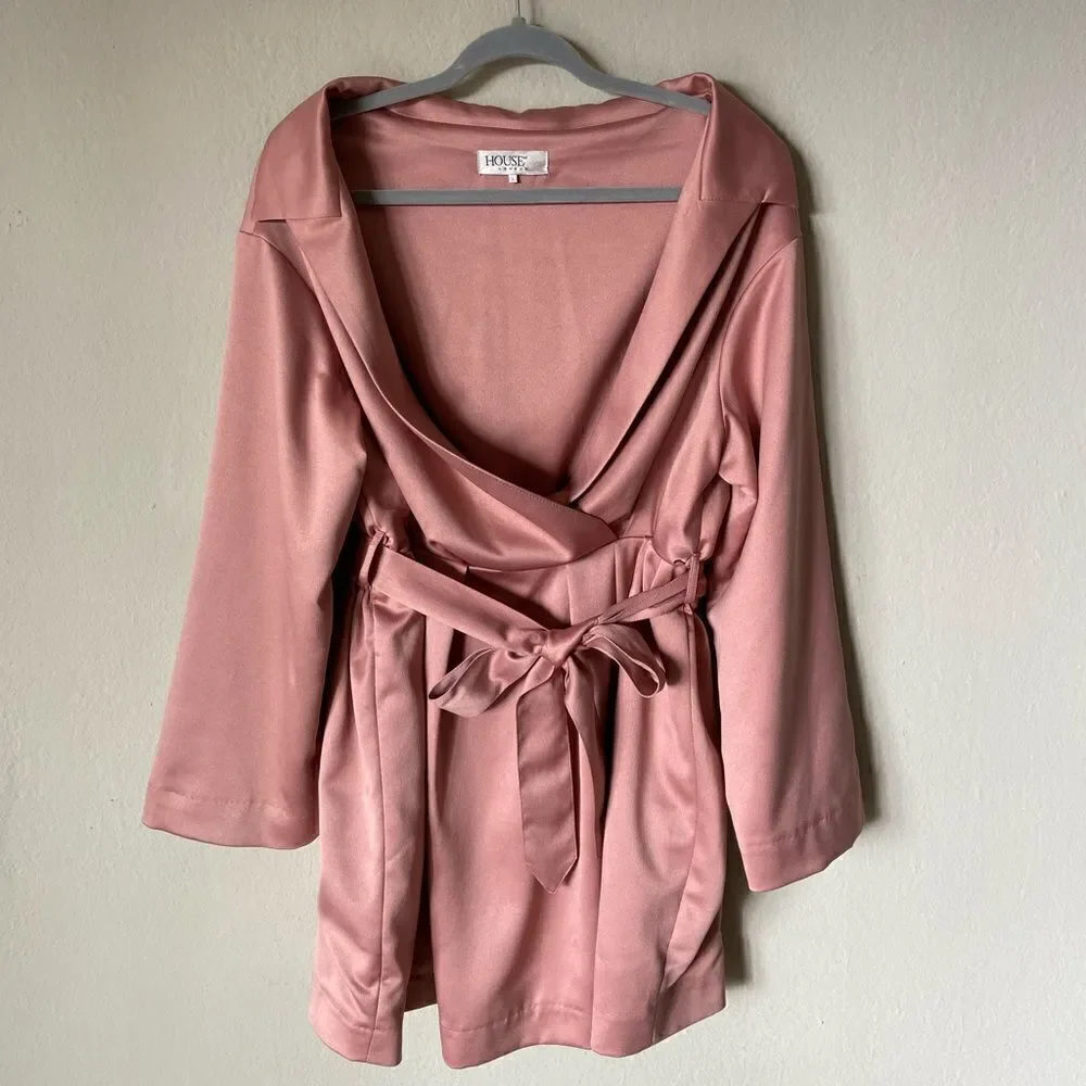 House of cb Mena Mini Pink Champagne Dress Wrap Size L - Picture 7 of 10